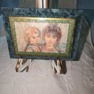 Edna Hibel art marble trinket box Mother & Child.